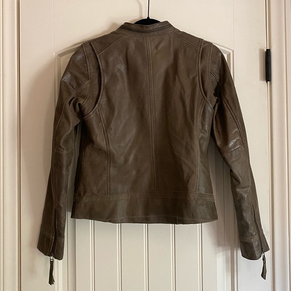 Sage Green Goatskin Leather Harley Davidson Jacket - Picture 3 of 12